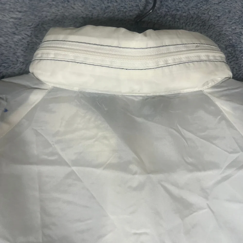 Vintage Sears‎ White Nylon Windbreaker Jacket Large Full Zip Hidden Hood Mens